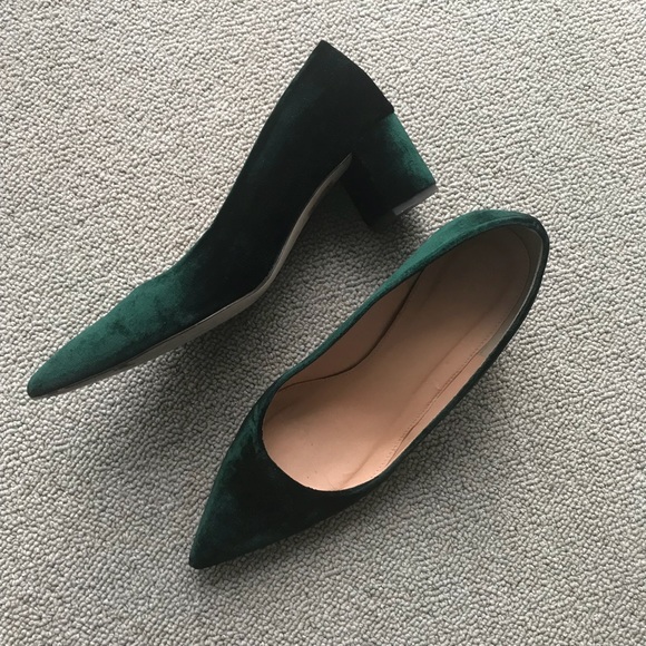 J. Crew Shoes - J.Crew Forest Green Velvet Avery Pumps